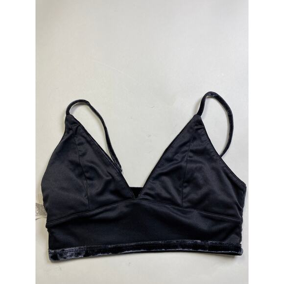 Retro Black Velour Velvet Bra Top Sz S Adjustable Straps Whimsigoth Renaissance - Picture 6 of 6